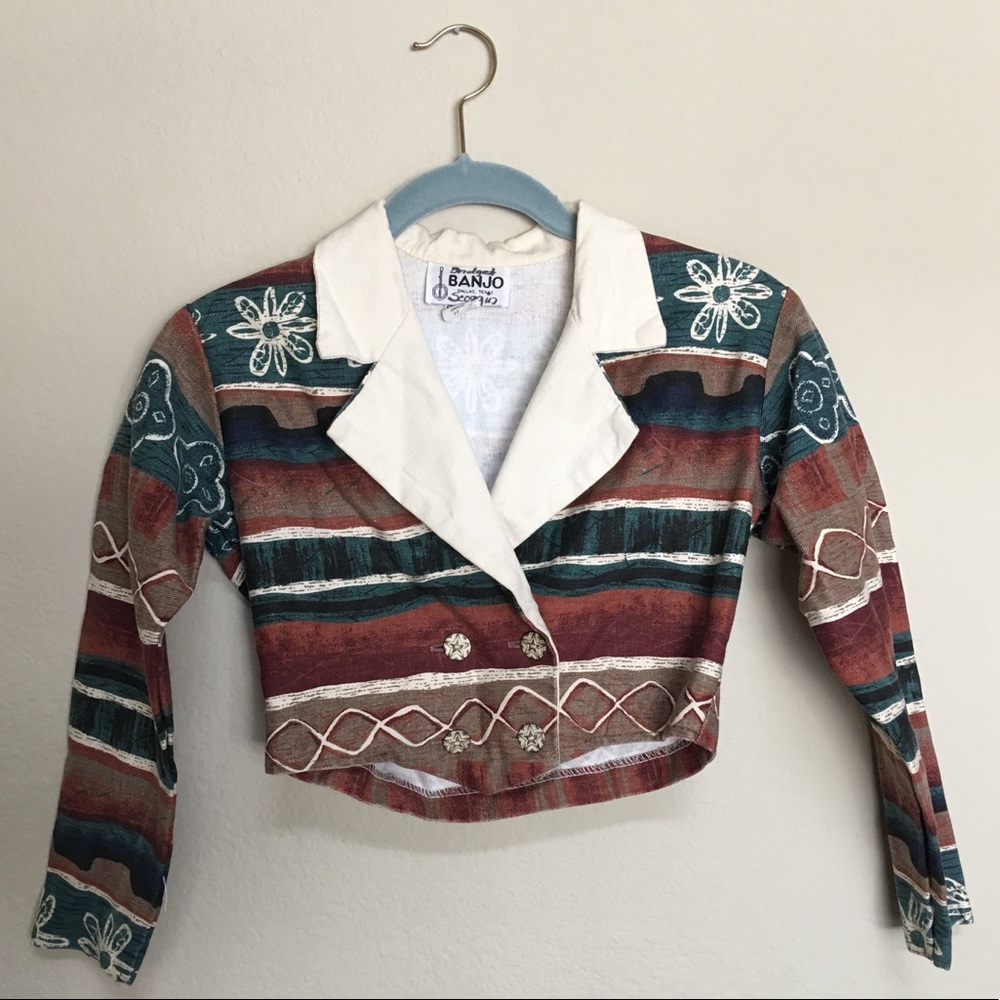 Vintage 1980s Western Cropped Jean Jacket